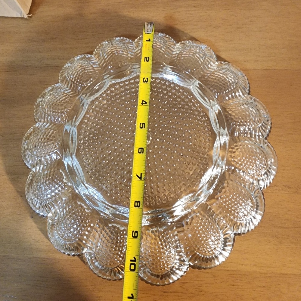 vintage Indiana Glass clear hobnail deviled Egg Plate tray platter dish - Picture 4 of 4